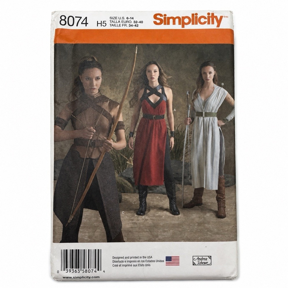 Simplicity 8074 Sewing Pattern Misses Warrior Huntress Costume H5 6-14 Cosplay
